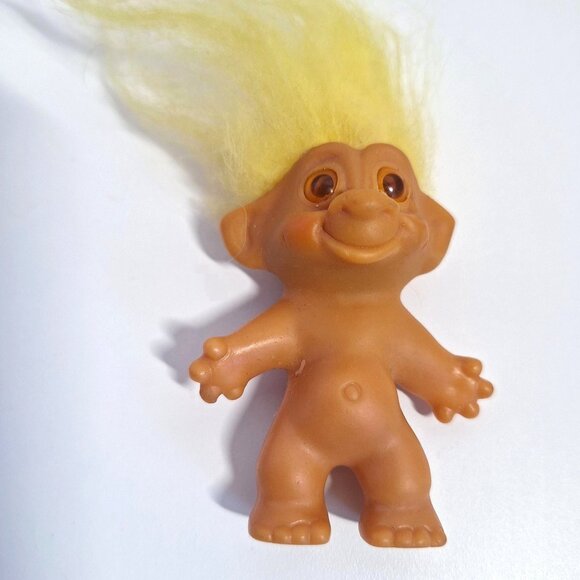 Wishnik Clown Troll Vintage 60s Long Yellow Hair Pink Green 3" Doll - Picture 6 of 9